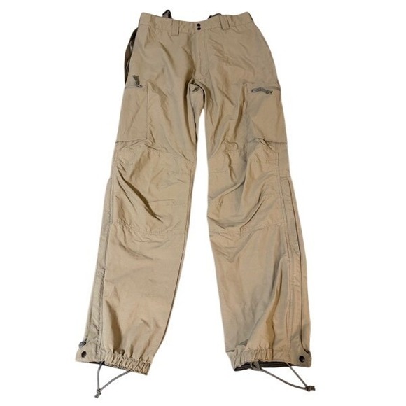 Patagonia Snow Guide Pants Men's Size 33X33 Suspenders Zipper Pockets Khaki